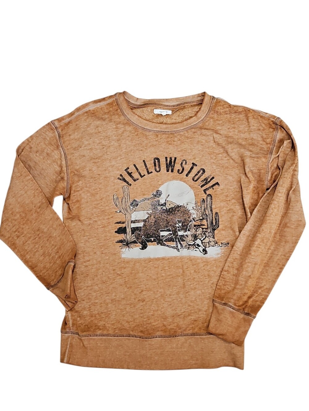 Yellowstone Graphic Pullover in Distressed Brown Horse Cowgirl Size Medium